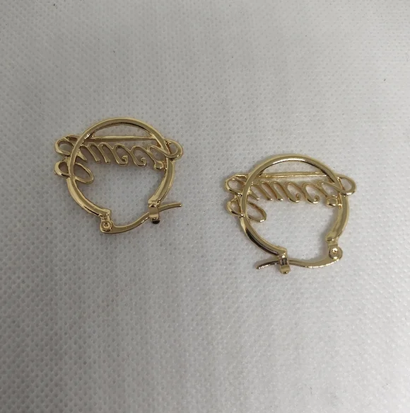 Fashion Gold Logo Hoop Earrings - Picture 4 of 4